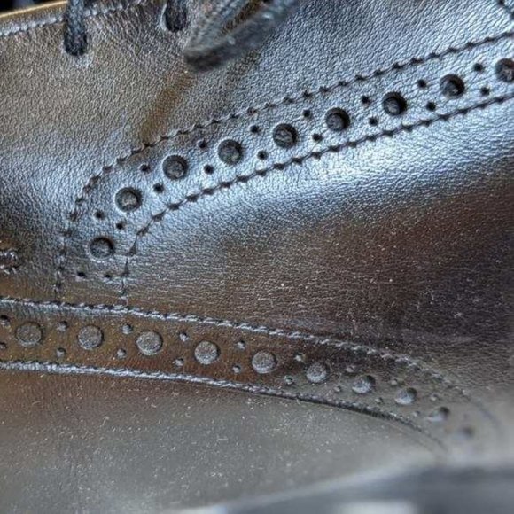 Leather Dress Shoes - Fine Men's Brogue Cap-Toe Oxfords, Top Quality - Picture 9 of 15